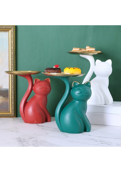 Iskandinav Kedi Figürleri Depolama Tepsisi Ekran El Sanatları Meyve Tabağı Reçine Çeşitli Eşyalar Tutucu Süsler Ev Dekorasyon Hediye-Siyah (Yurt Dışından) modelleri