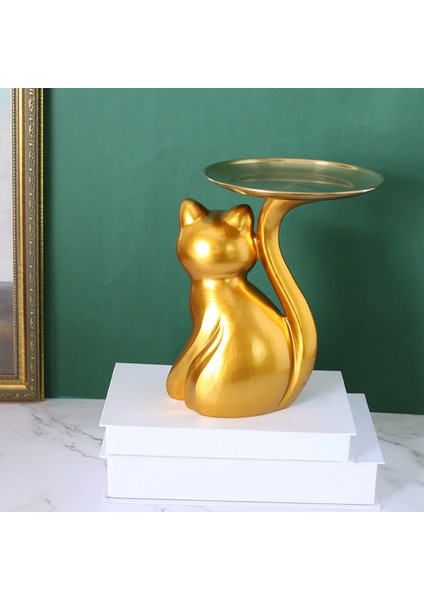 Iskandinav Kedi Figürleri Depolama Tepsisi Ekran El Sanatları Meyve Tabağı Reçine Çeşitli Eşyalar Tutucu Süsler Ev Dekorasyon Hediye-Siyah (Yurt Dışından) indirimleri