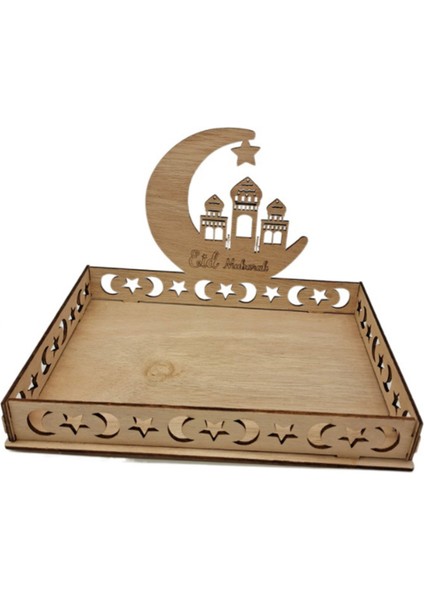 Ahşap Eid Muak Yiyecek Tepsisi Ramazan Dekorasyon Ev Için Islam Ramazan Kareem Müslüman Parti Dekor Eid Muak Hediyeler A (Yurt Dışından)