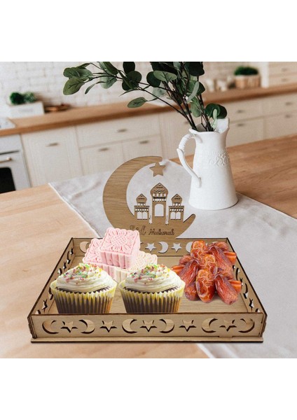 Ahşap Eid Muak Yiyecek Tepsisi Ramazan Dekorasyon Ev Için Islam Ramazan Kareem Müslüman Parti Dekor Eid Muak Hediyeler A (Yurt Dışından) modelleri