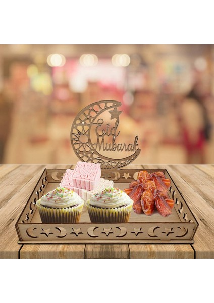 Ahşap Eid Muak Yiyecek Tepsisi Ramazan Dekorasyon Ev Için Islam Ramazan Kareem Müslüman Parti Dekor Eid Muak Hediyeler A (Yurt Dışından) fırsatları