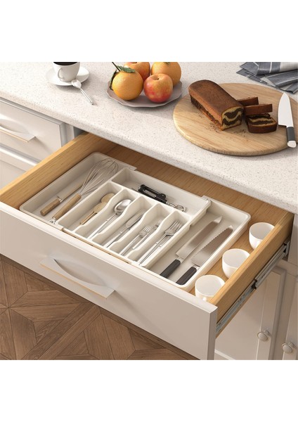 Çatal Bıçak Takımı Çekmecesi Organizatörü, Mutfak Için Genişletilebilir Gereç Tepsisi, Ayarlanabilir Gümüş ve Sofra Takımı Tutucu Beyaz (Yurt Dışından) fiyatları