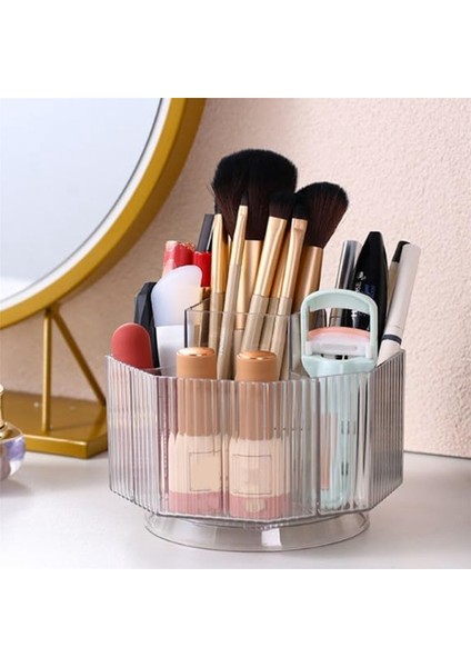 360° Dönen Makyaj Düzenleyici, 5 Yuvalı Kozmetik Vitrinli Dönen Makyaj Fırçası Tutacağı Cilt Bakımı Trar (Şeffaf) (Yurt Dışından) fiyatları