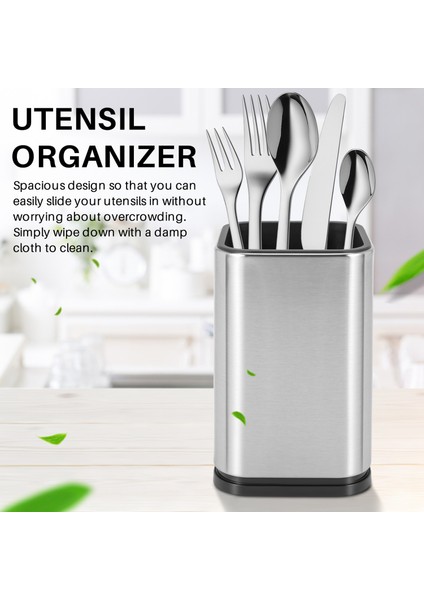 Paslanmaz Çelik Mutfak Eşyası Tutucu, Mutfak Çatal Bıçak Saklama, Gereçler Organizatör, Modern Dikdörtgen Tasarım, 17X11CM (Yurt Dışından) fiyatları