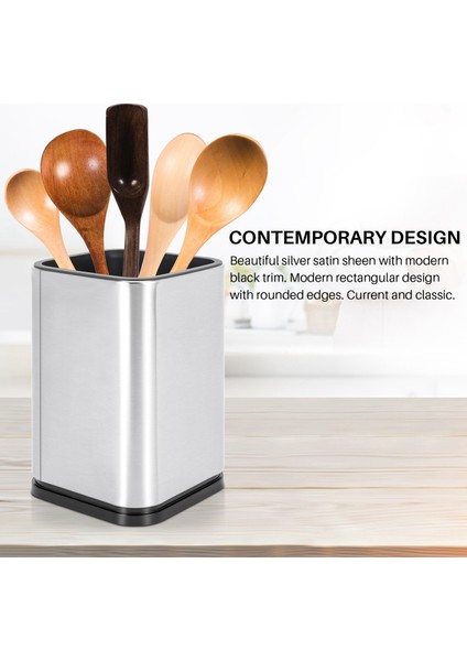 Paslanmaz Çelik Mutfak Eşyası Tutucu, Mutfak Çatal Bıçak Saklama, Gereçler Organizatör, Modern Dikdörtgen Tasarım, 17X11CM (Yurt Dışından) fırsatları