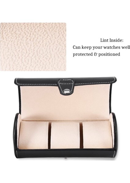 3 Yuvalı Seyahat Saat Kutusu Takı Saklama Kutusu Sundurma Mücevherat / Saat Kutusu / Saat Kutuları (Siyah) (Yurt Dışından) indirimleri