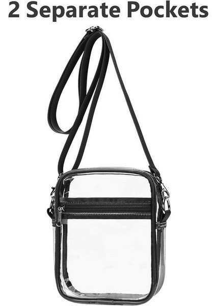 Şeffaf Çanta Stadyum Onaylı, Açık Hava Sporları Için Ayarlanabilir Omuz Askılı Şeffaf Çanta, Siyah (Yurt Dışından) indirimleri