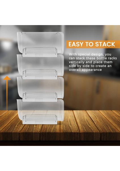 Adet Buzdolabı Şarap Tutucu, Şeffaf Istiflenebilir Plastik Şarap Rafı Depolama Su Şişesi Organizatör Su Şişesi Buzdolabı (Yurt Dışından) indirimleri