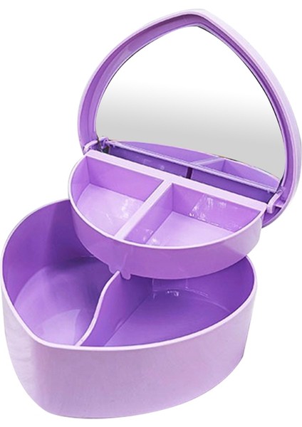 Kalp Şeklinde Mücevher Kutuları, Plastik Mor Mücevher Saklama, Kalp Şeklinde Mücevher Kutuları Kırtasiye Kutuları Çekmeceli Makyaj Kutusu (Yurt Dışından)
