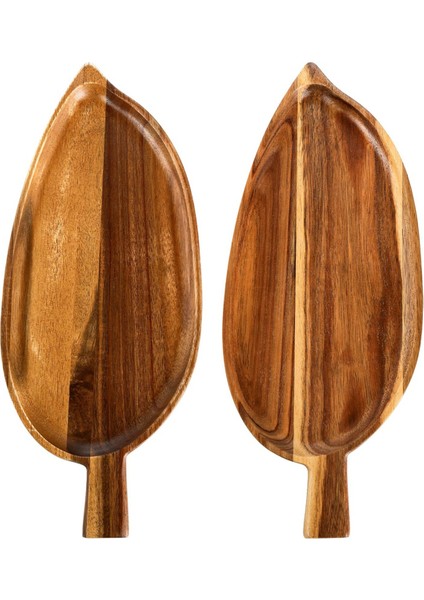 Adet Ahşap Servis Tabağı, 13 Inç x 5.5 Inç Yaprak Şekilli Yemek Servis Tepsileri, Eğlence Için, Küçük Peynir Tabağı Tahtası (Yurt Dışından)