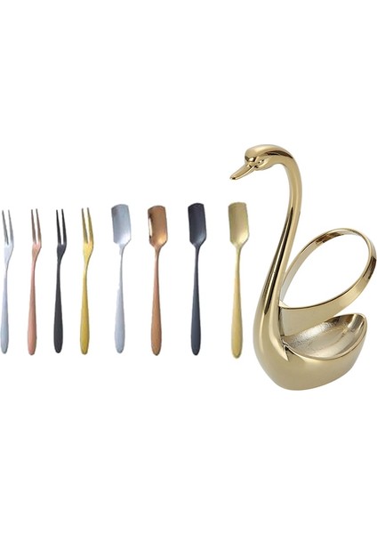 Paslanmaz Çelik Çatal Kaşık Tutucu Altın Kuğu Kaşık Tutucu Sofra Kahve Kaşığı Çatal Sofra Kaşık ve Çatal (Yurt Dışından)