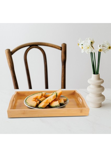 Servis Tepsisi Bambu - Kulplu Ahşap Tepsi - Yemek Tepsileri, Çay Tepsisi, Tepsisi, Kahvaltı Tepsisi Veya Herhangi Bir Yemek Tepsisi Için Harika (Yurt Dışından) modelleri