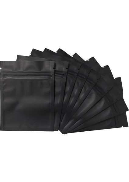100 Paket Koku Geçirmez Çanta - 3 x 4 Inç Açılıp Kapanabilir Mylar Çanta Folyo Kese Çanta Düz Fermuar Kapatma Çanta Mat Siyah (Yurt Dışından)