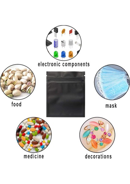 100 Paket Koku Geçirmez Çanta - 3 x 4 Inç Açılıp Kapanabilir Mylar Çanta Folyo Kese Çanta Düz Fermuar Kapatma Çanta Mat Siyah (Yurt Dışından) fırsatları