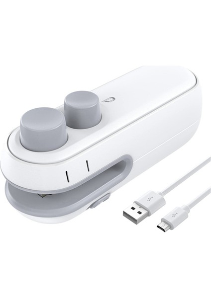 Mini Çanta Kapatıcı, Şarj Edilebilir El Plastik Torba Kapatıcı, Vakum Torbası Kapatma Makinesi Taşınabilir, Beyaz ve Gri (Yurt Dışından)