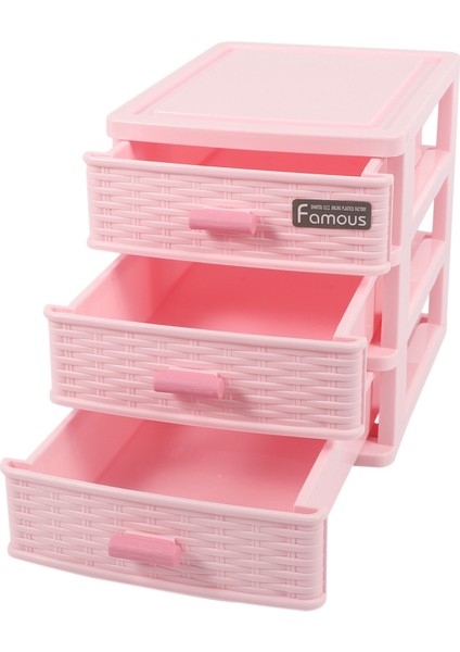 Plastik Çekmeceli Tasarımlı 3 Bölmeli Takı Saklama Kutusu Pembe (Yurt Dışından) indirimleri