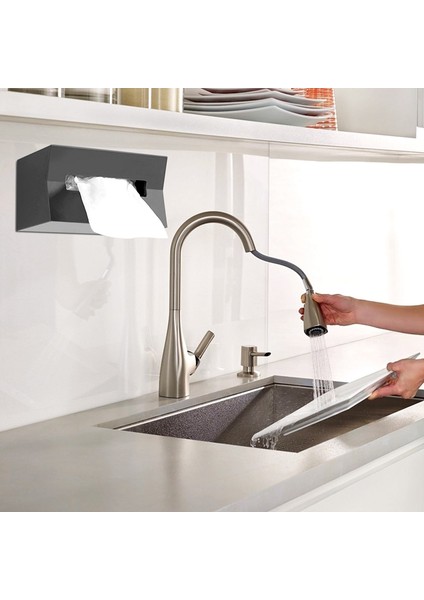 Mutfak Doku Kutusu Kapağı Peçete Tutucu Kağıt Havlu Kutusu Peçeteler Doku Dispenseri Duvara Monte Konteyner Mendil Gri (Yurt Dışından) fırsatları