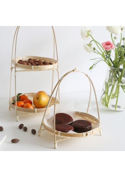 Bambu Dokuma Hasır Sepetleri Katmanlı Raf Hasır Meyve Ekmek Gıda Depolama Mutfak Süslemeleri Yuvarlak Tabak Standı Konteyner-Tek Katmanlı (Yurt Dışından) indirimleri