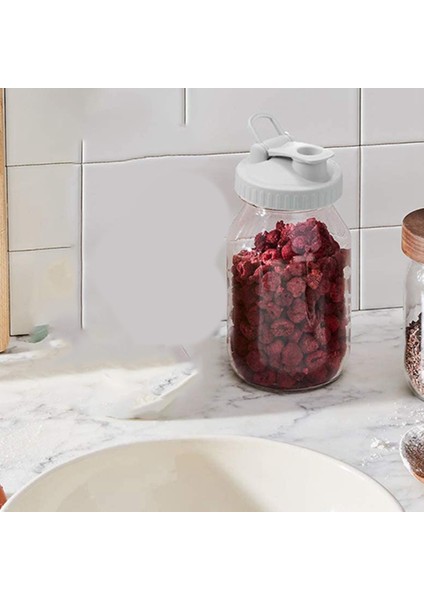 Kavanoz Kapağı, Geniş Ağızlı Kavanozlara Uygun 3 Parça Sızdırmaz Flip-Top Kapak (Kavanoz Dahil Değildir) (Yurt Dışından) fiyatları