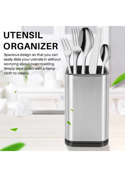 Paslanmaz Çelik Mutfak Eşyası Tutucu, Mutfak Çatal Bıçak Saklama, Gereçler Organizatör, Modern Dikdörtgen Tasarım, 17X10CM (Yurt Dışından) fiyatları