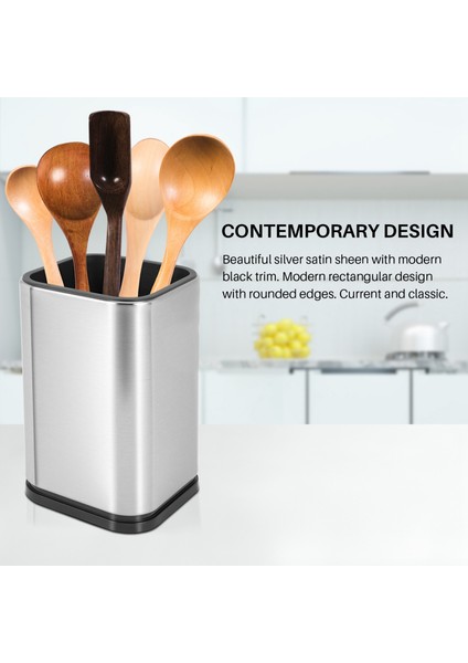 Paslanmaz Çelik Mutfak Eşyası Tutucu, Mutfak Çatal Bıçak Saklama, Gereçler Organizatör, Modern Dikdörtgen Tasarım, 17X10CM (Yurt Dışından) fırsatları