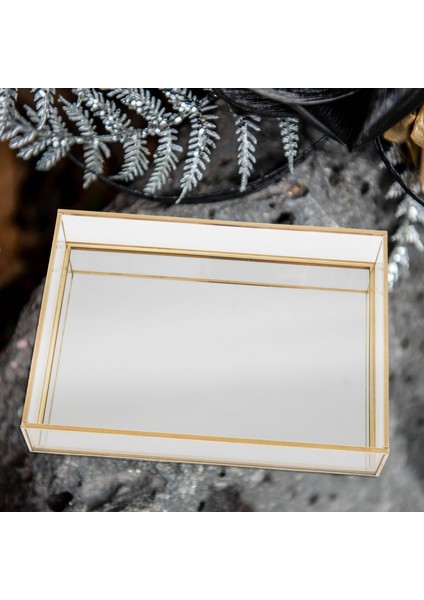 Iskandinav Retro Depolama Tepsisi Altın Dikdörtgen Cam Makyaj Organizatör Tepsisi Tatlı Tabağı Takı Ekran Ev Mutfak Dekoru (M) (Yurt Dışından) fırsatları