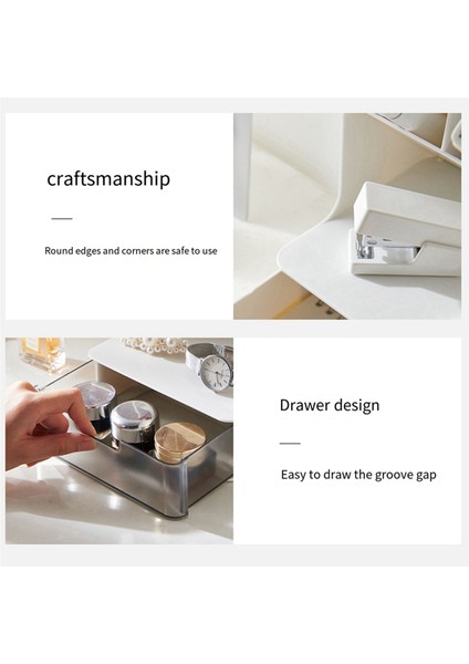 Çok Işlevli Kalemlik Saklama Kutusu Çekmece Çok Katmanlı Toz Geçirmez Masaüstü Ofis Malzemeleri Saklama Kutusu Beyaz (Yurt Dışından) fırsatları