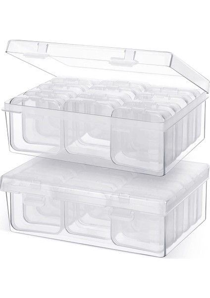 24 Adet Küçük Boncuk Organizatör Boncuk Kutusu Depolama Organizatör Elmas Sanat Kapları Aksesuar Depolama 2 Adet Menteşeli Kapaklı (Yurt Dışından)