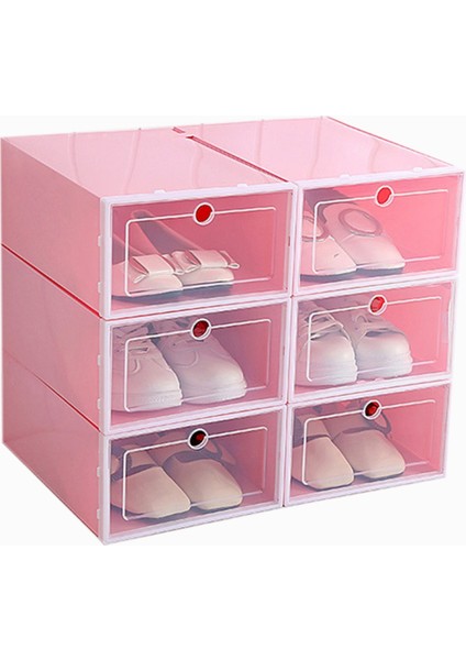 Parça Şeker Renkli Ayakkabı Kutusu, Şeffaf Plastik Ayakkabı Saklama Kutusu, Ayakkabı Dolabı Saklama Çekmecesi Dikdörtgen Pembe (Yurt Dışından)