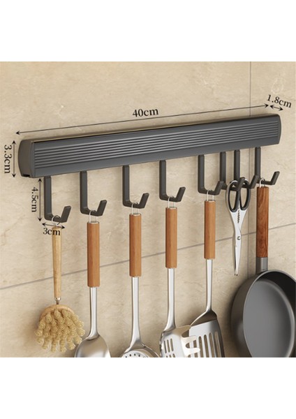 8 Kancalı Mutfak Kancası Rafı Duvara Monte Askılar Raf Kaşık Kürek Doğrama Tahtası Düzenleyici Mutfak Aksesuarları, Siyah (Yurt Dışından) fırsatları
