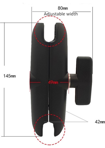 15CM Uzunluk Alüminyum Alaşımlı Çift Soket Kolu 1,5 Inç Bilyalı Taban Montajlı Motosiklet Kamera Uzatma Kolu (Yurt Dışından) fiyatları