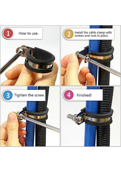 Kablo Kelepçesi Çeşitleri Kiti, (52 Adet) 6 Boyutta 304 Paslanmaz Çelik Kablo Kelepçesi 1/4ın 5/16IN 3/8ın 1/2ın 5/8ın 3/4ın (Yurt Dışından) modelleri