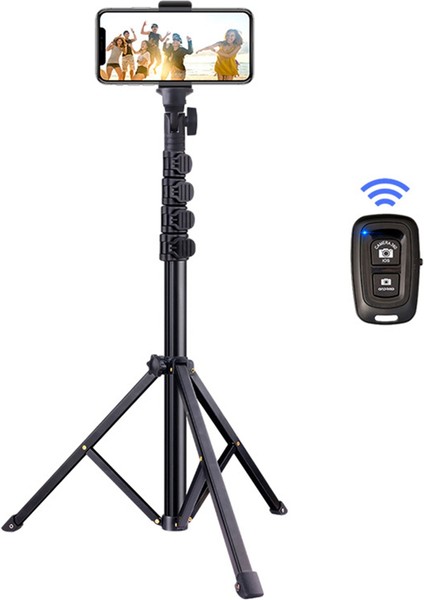 Cep Telefonu Kamerası Için 64 Inç Tripod, Uzaktan Kumandalı ve Telefon Tutuculu Telefon Tripod, Video Kaydı Için Taşınabilir Tripod (Yurt Dışından) fiyatları