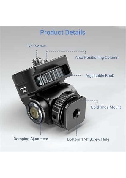 Dslr Kamera Kelepçesi Ayarlanabilir Monitör Montajı W Soğuk Ayakkabı 1/4 Vida Kamera Monitör Flaş Işık Mikrofon Sıcak Ayakkabı Braketi (Yurt Dışından)