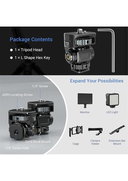 Dslr Kamera Kelepçesi Ayarlanabilir Monitör Montajı W Soğuk Ayakkabı 1/4 Vida Kamera Monitör Flaş Işık Mikrofon Sıcak Ayakkabı Braketi (Yurt Dışından) fırsatları
