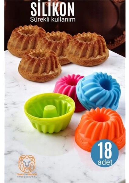 Silikon Göbekli Muffin Cupcake Kalıbı - Sürekli Kullanım Muffin Kek Kalıbı 18 Adet fiyatları