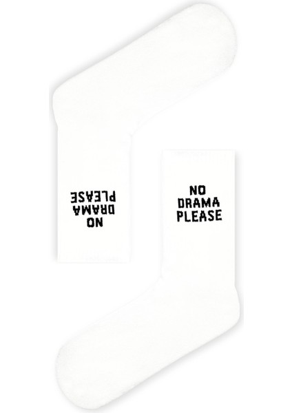 No Drama Please Yazılı Unisex Beyaz Tenis Spor Çorap fiyatları