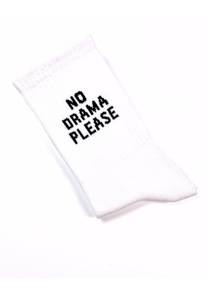 No Drama Please Yazılı Unisex Beyaz Tenis Spor Çorap modelleri