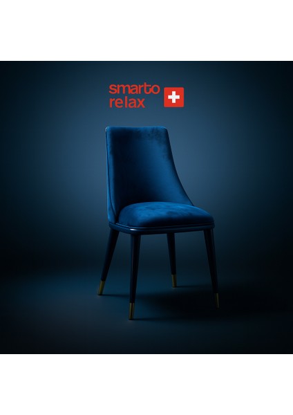 Skyrelax Sandalyesi Ahşap Ayaklı Mavi 2'li