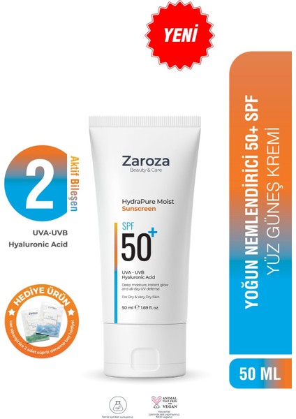 Nemlendirici Etkili Kuru Ciltlere Özel Uva Uvb SPF50 + Güneş Kremi 50 ml (Hyaluronic Acid)