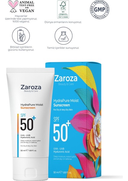 Nemlendirici Etkili Kuru Ciltlere Özel Uva Uvb SPF50 + Güneş Kremi 50 ml (Hyaluronic Acid) modelleri