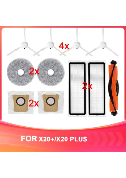 Robot Süpürge X20+/X20 Plus Ana Fırça Yan Paspas Filtresi Aksesuarları (Yurt Dışından)