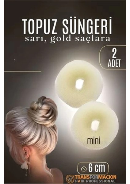 Gold Mini Saç Topuz Süngeri 2 Adet 6 cm Çap 2.5 cm Kalınlık