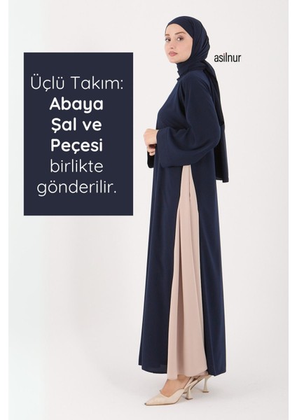 Leyla Abaya Şal Peçe 3'lü Set Lacivert modelleri