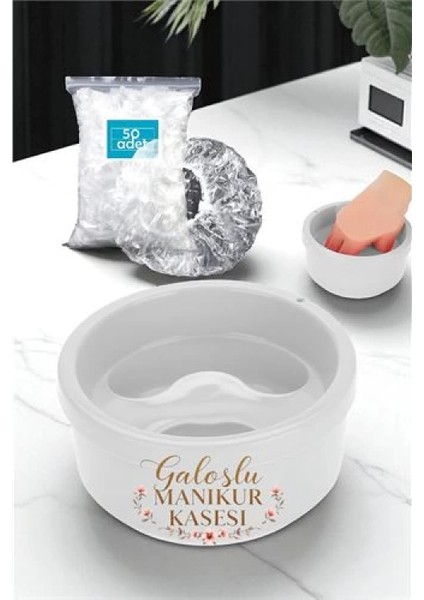 Manikür Kabı - 50 Adet Galoşlu, Manikür Kasesi - Parmak Yumuşatma Manikür Kasesi
