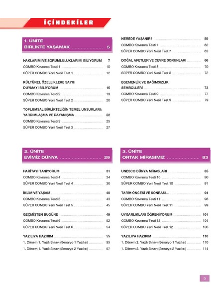 Süper Combo Sosyal Bilgiler 5. Sınıf Soru Kitabı modelleri