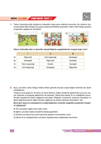 Süper Combo Sosyal Bilgiler 5. Sınıf Soru Kitabı