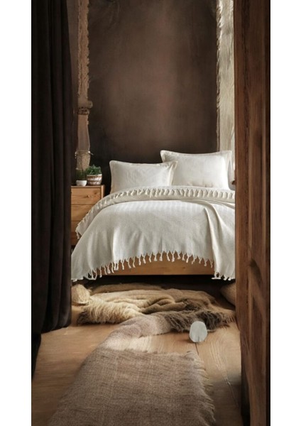 Çift Kişilik Pike 200X230CM, Ekru, %100 Pamuk, Yumuşak Dokulu, Hann Yalın fiyatları