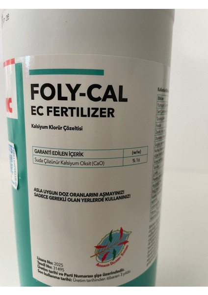 Foly Cal 1litre Sıvı Kalsiyum Gübresi