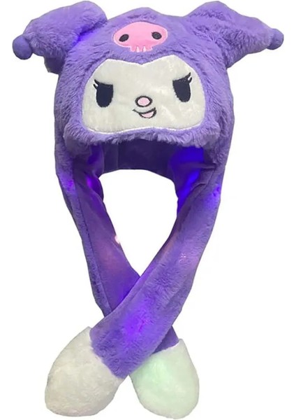 Sanrio Kuromi Cinnamoroll My Melody Şapka Kulakları Hareket Eden Şapka Işıklı Modlu Peluş Bere Şapka